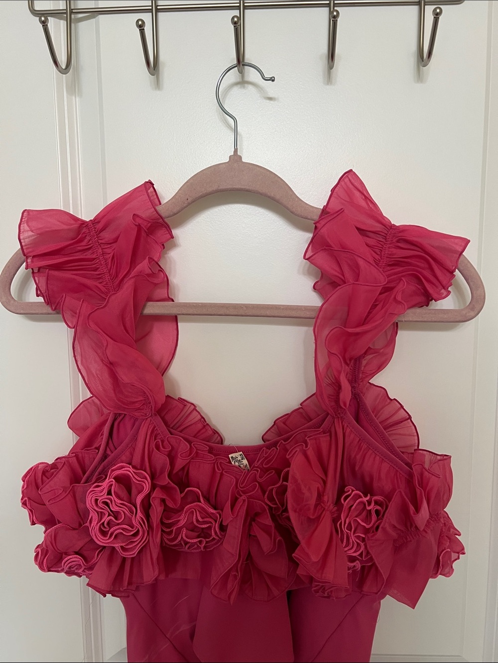Free People Raspberry Sorbet Ruffle-Trim Bodysuit - Picture 3 of 3